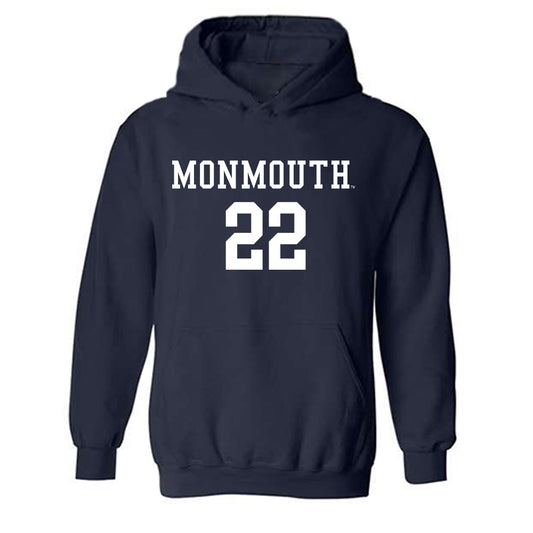 Monmouth - NCAA Men's Soccer : Tommy Damiano - Blue Hooded Sweatshirt-0
