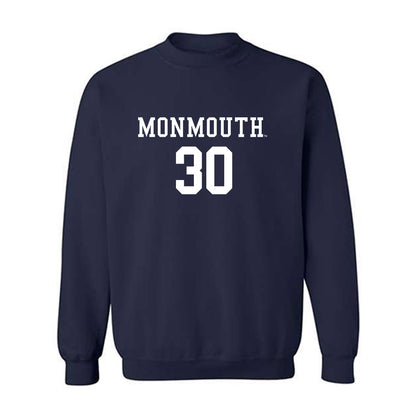 Monmouth - NCAA Men's Soccer : Jason King - Blue Crewneck Sweatshirt-0