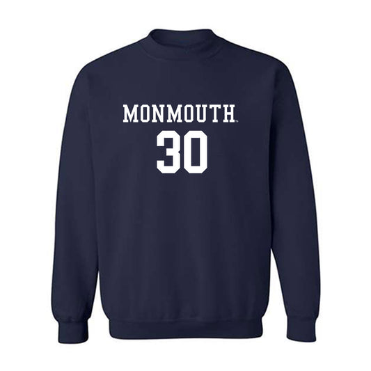 Monmouth - NCAA Men's Soccer : Jason King - Blue Crewneck Sweatshirt-0