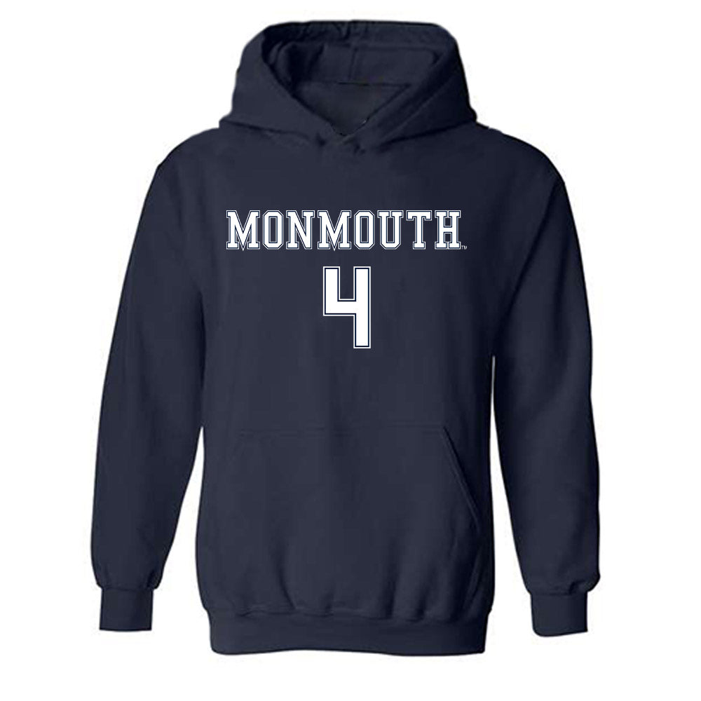 Monmouth - NCAA Women's Soccer : Emma Manley - Replica Shersey Hooded Sweatshirt-0