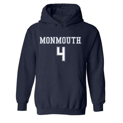 Monmouth - NCAA Women's Soccer : Emma Manley - Replica Shersey Hooded Sweatshirt-0