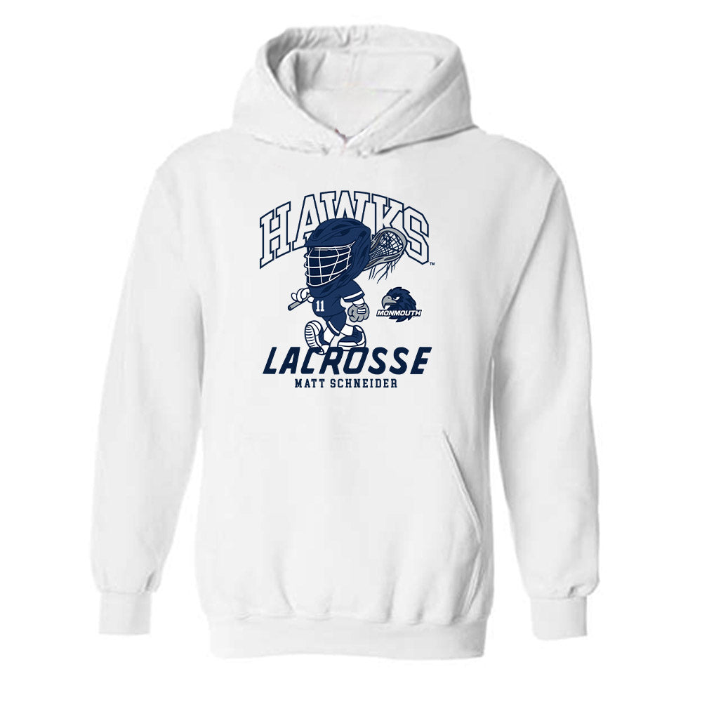 Monmouth - NCAA Men's Lacrosse : Matt Schneider - Fashion Shersey Hooded Sweatshirt-0