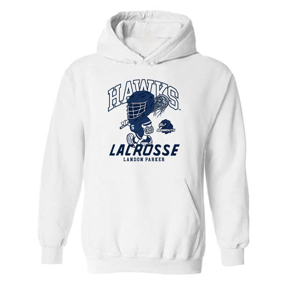 Monmouth - NCAA Men's Lacrosse : Landon Parker - Fashion Shersey Hooded Sweatshirt-0