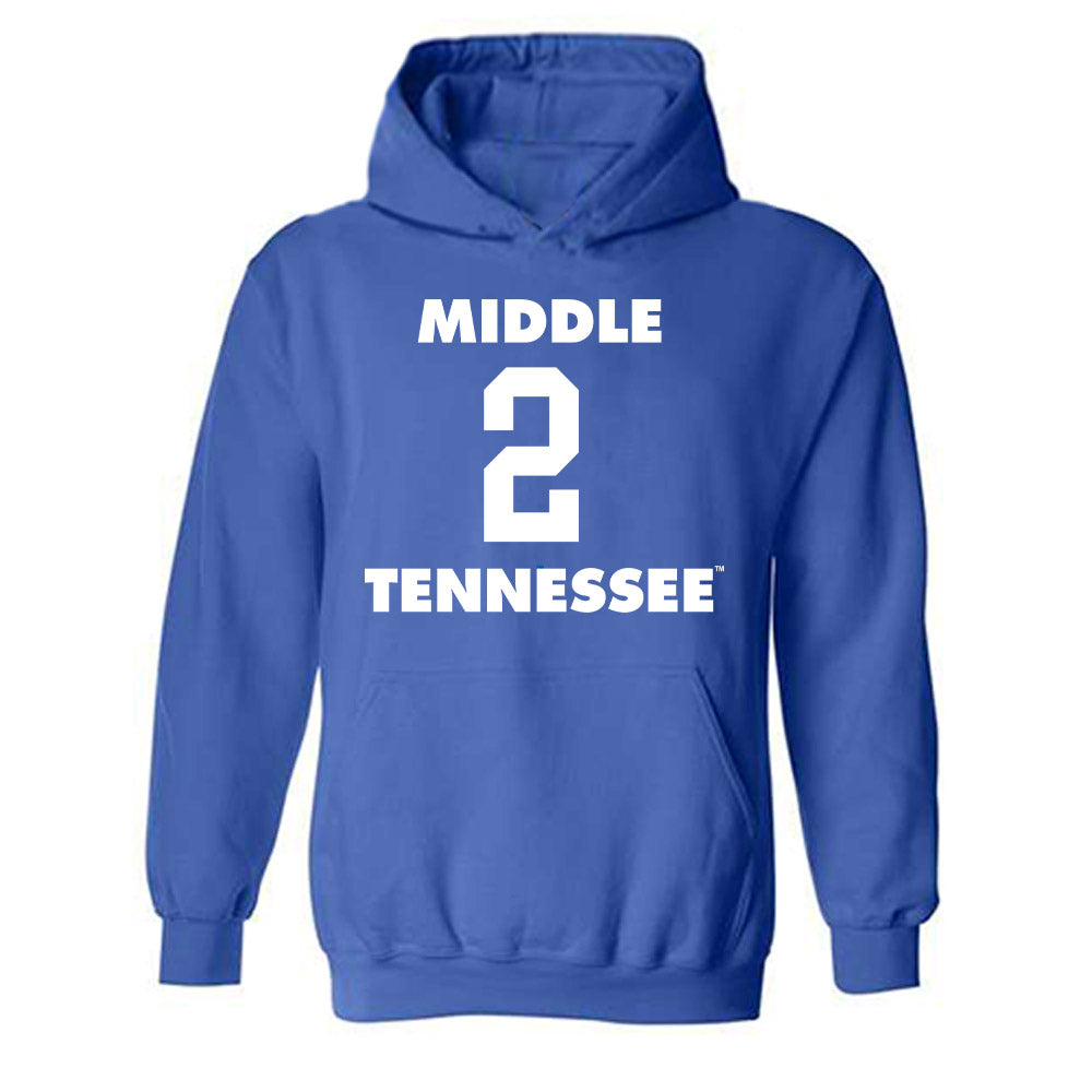 MTSU - NCAA Men's Basketball : Jahvin Carter - Replica Shersey Hooded Sweatshirt-0