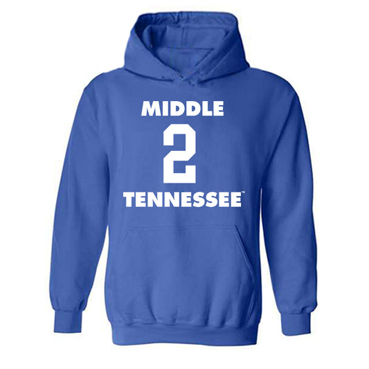 MTSU - NCAA Men's Basketball : Jahvin Carter - Replica Shersey Hooded Sweatshirt-0