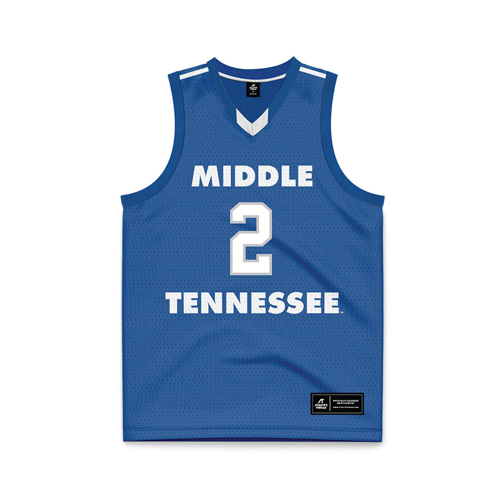 MTSU - NCAA Men's Basketball : Jahvin Carter - Blue Basketball Jersey-0