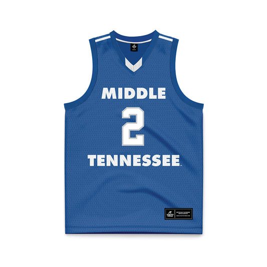 MTSU - NCAA Men's Basketball : Jahvin Carter - Blue Basketball Jersey-0