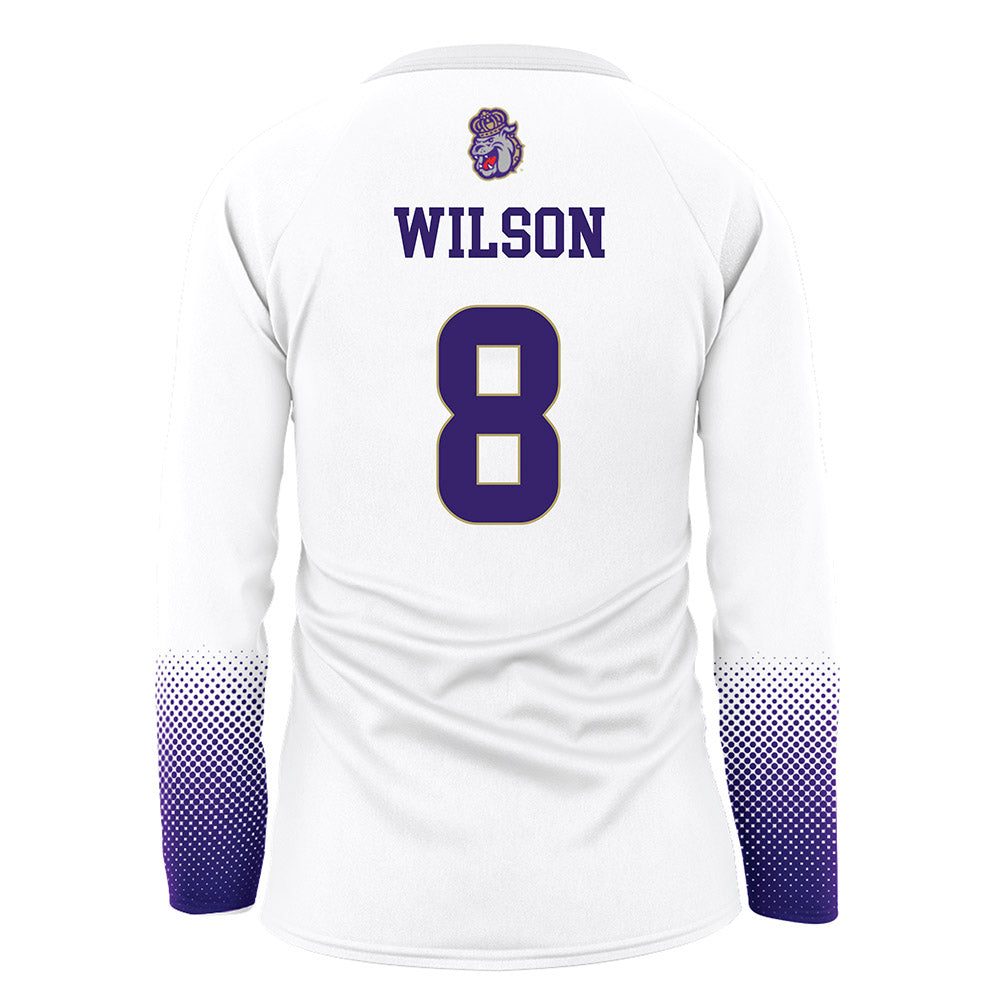 JMU - NCAA Women's Volleyball : Anna Wilson - White Volleyball Jersey-1