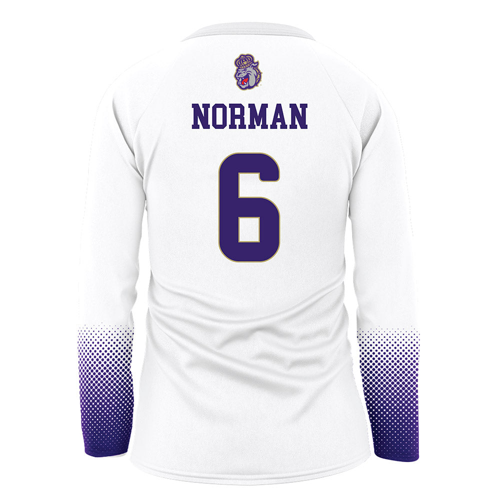 JMU - NCAA Women's Volleyball : Addie Norman - White Volleyball Jersey-1