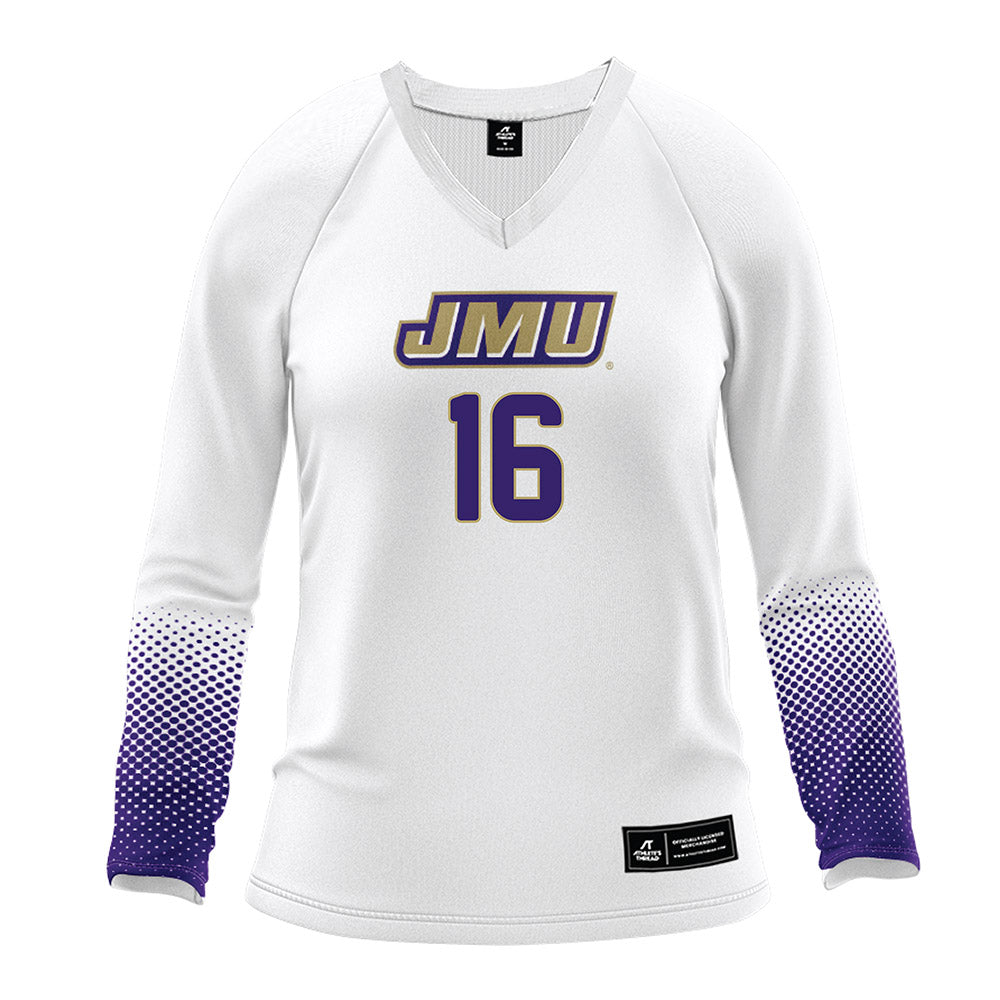 JMU - NCAA Women's Volleyball : Shelby Davis - White Volleyball Jersey-0
