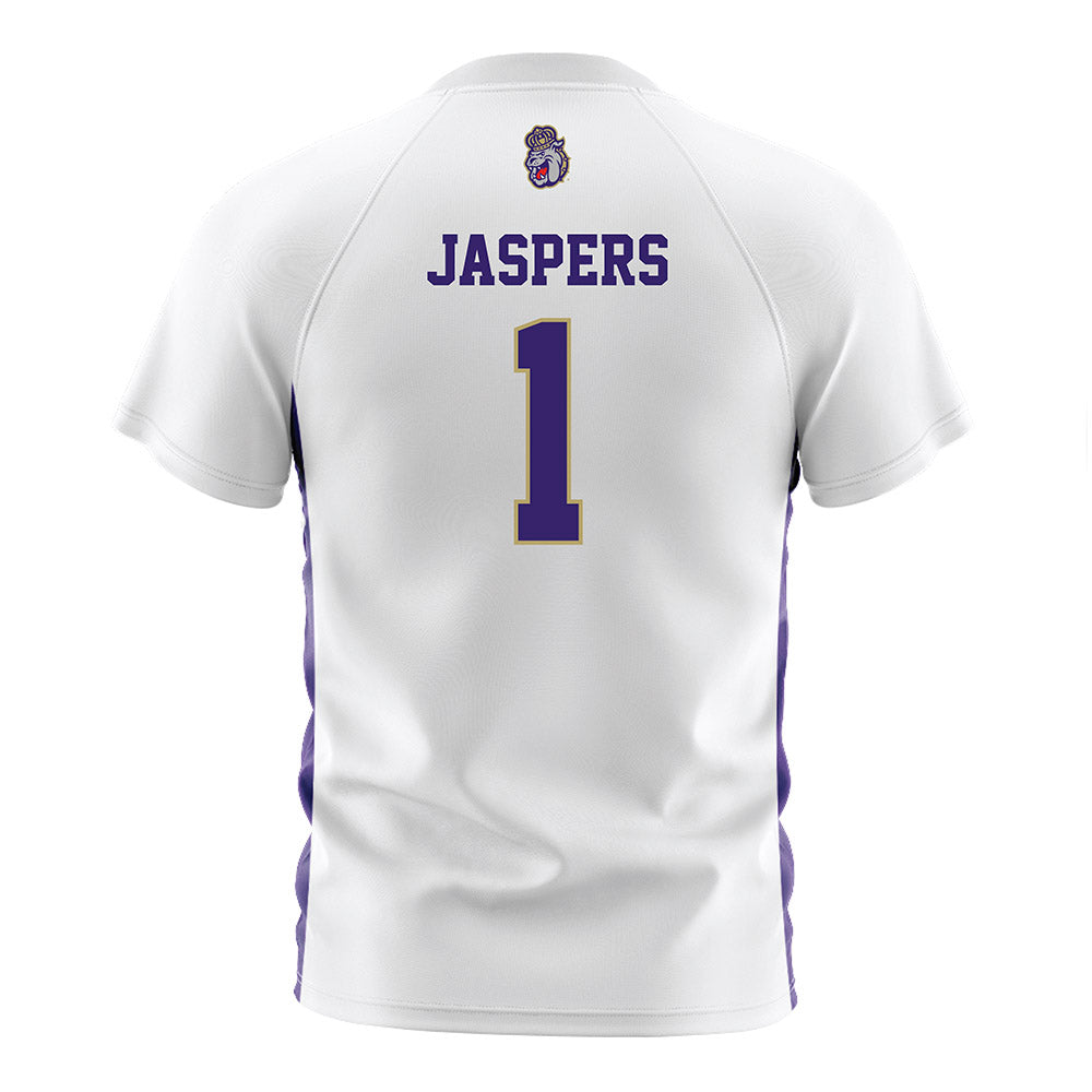 JMU - NCAA Men's Soccer : Erik Jaspers - White Soccer Jersey-1