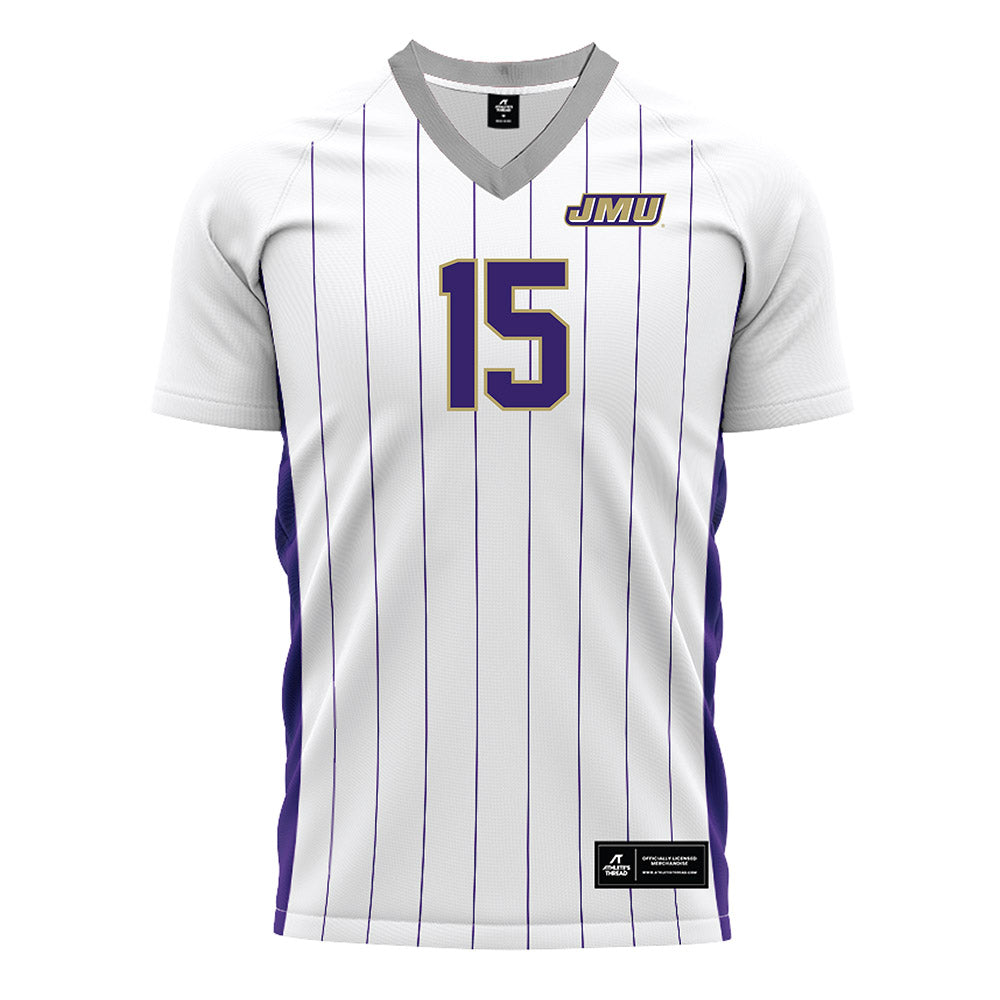 JMU - NCAA Men's Soccer : Jeffrey Aguilar - White Soccer Jersey-0