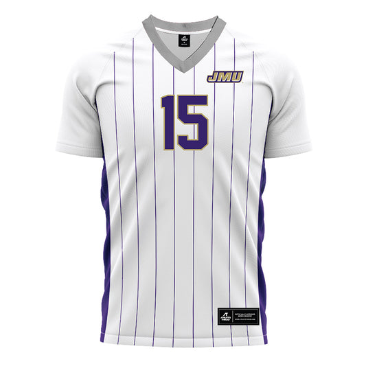 JMU - NCAA Men's Soccer : Jeffrey Aguilar - White Soccer Jersey-0