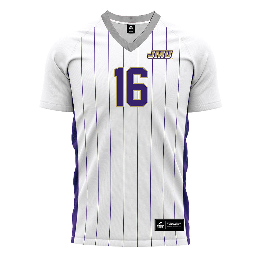 JMU - NCAA Men's Soccer : Smith Halloran - White Soccer Jersey-0
