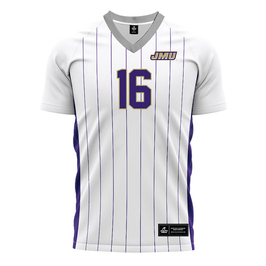 JMU - NCAA Men's Soccer : Smith Halloran - White Soccer Jersey-0