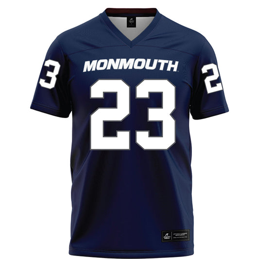 Monmouth - NCAA Football : Amir Haskett - Blue Football Jersey-0