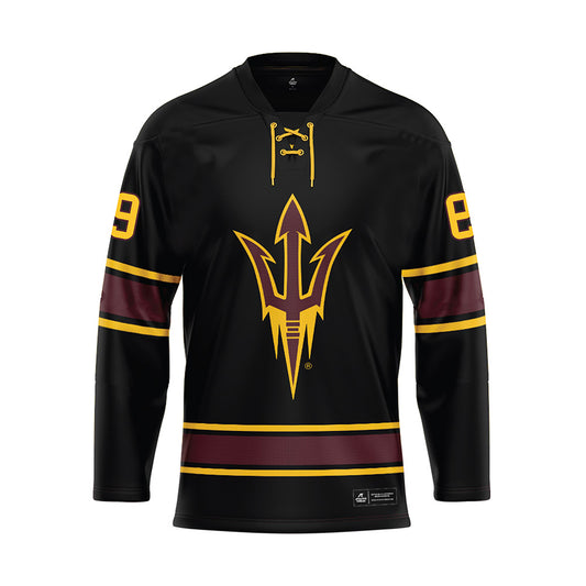 Arizona State - NCAA Men's Ice Hockey : Logan Morrell - Navy Hockey Jersey-0