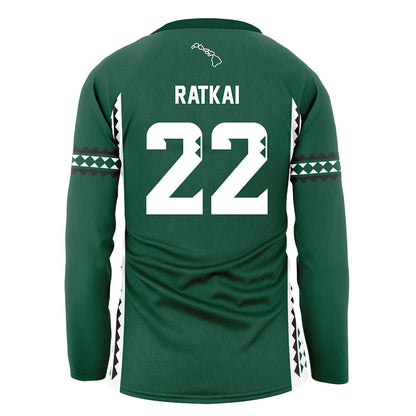 Hawaii - NCAA Women's Volleyball : Panna Ratkai - Green Volleyball Jersey-1