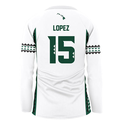 Hawaii - NCAA Women's Volleyball : Leilani Lopez - White Volleyball Jersey-1