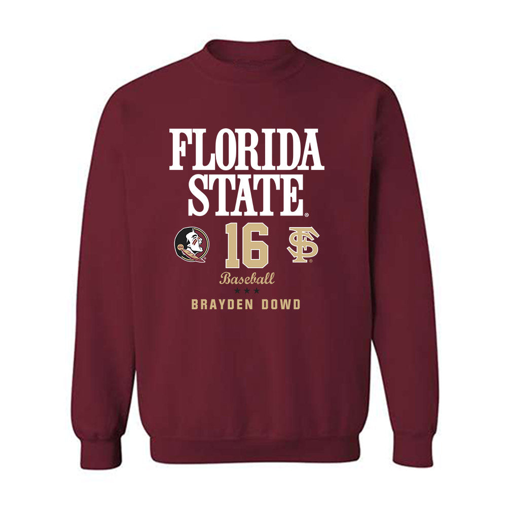FSU - NCAA Baseball : Brayden Dowd - Fashion Shersey Crewneck Sweatshirt-0