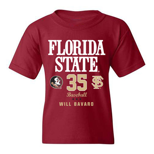FSU - NCAA Baseball : Will Bavaro - Fashion Shersey Youth T-Shirt-0