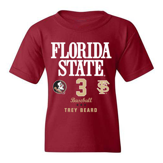 FSU - NCAA Baseball : Trey Beard - Fashion Shersey Youth T-Shirt-0