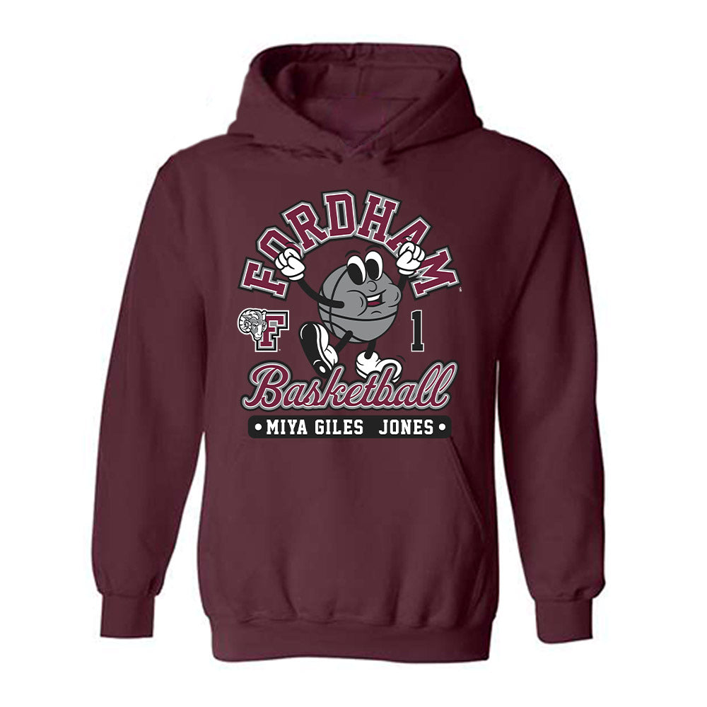 Fordham - NCAA Women's Basketball : Miya Giles - Jones - Fashion Shersey Hooded Sweatshirt-0