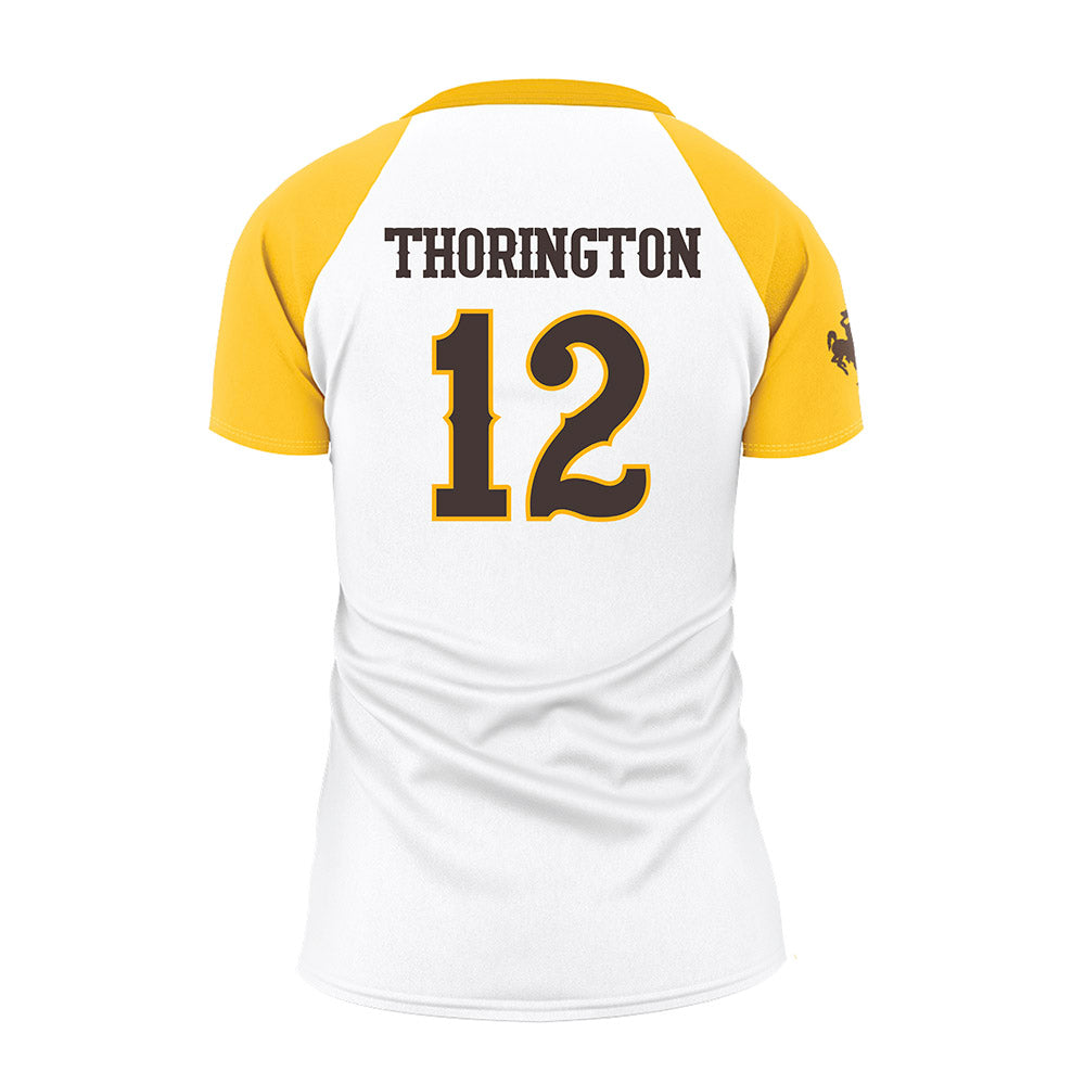 Wyoming - NCAA Women's Volleyball : Addy Thorington - White Volleyball Jersey-1