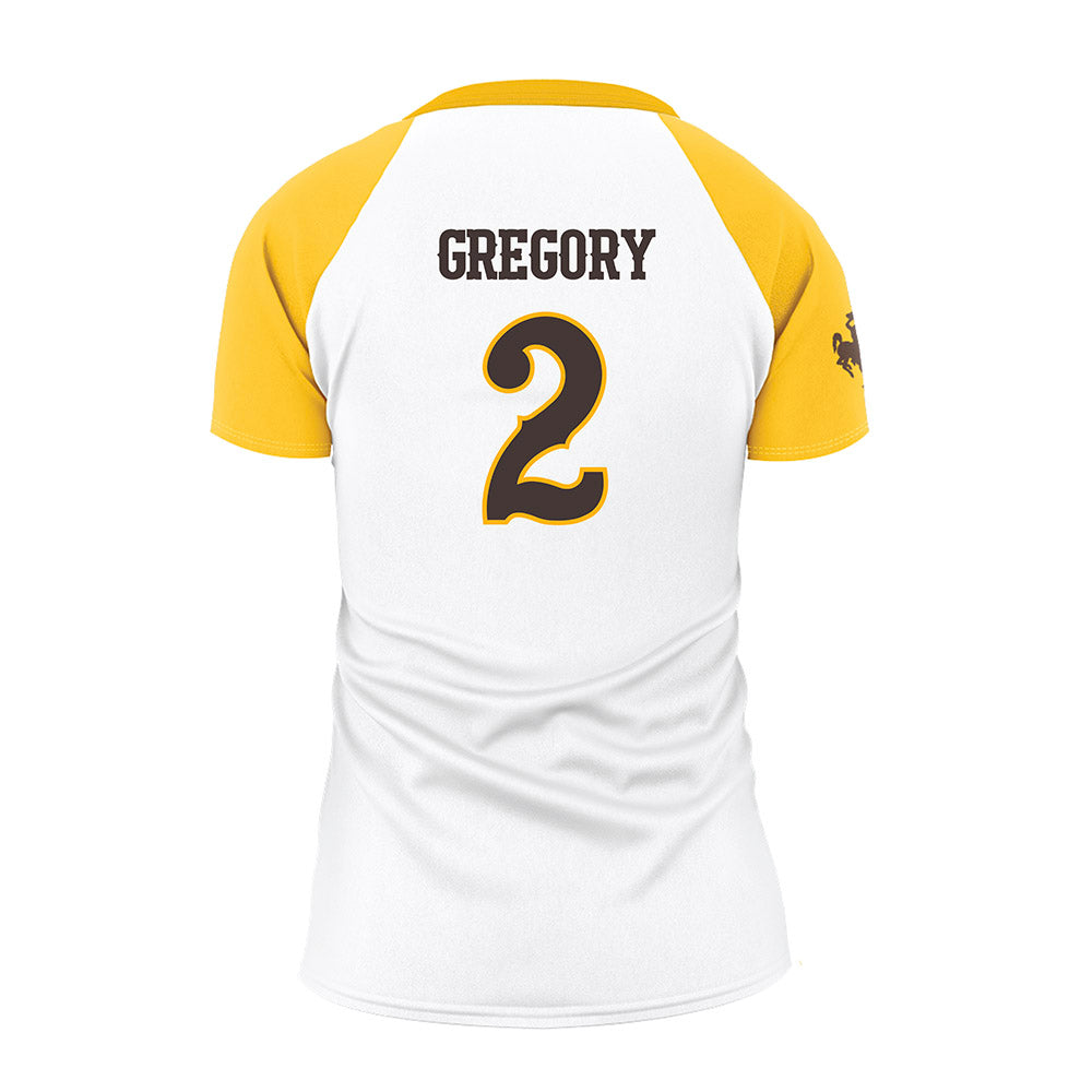 Wyoming - NCAA Women's Volleyball : Jillian Gregory - White Volleyball Jersey-1