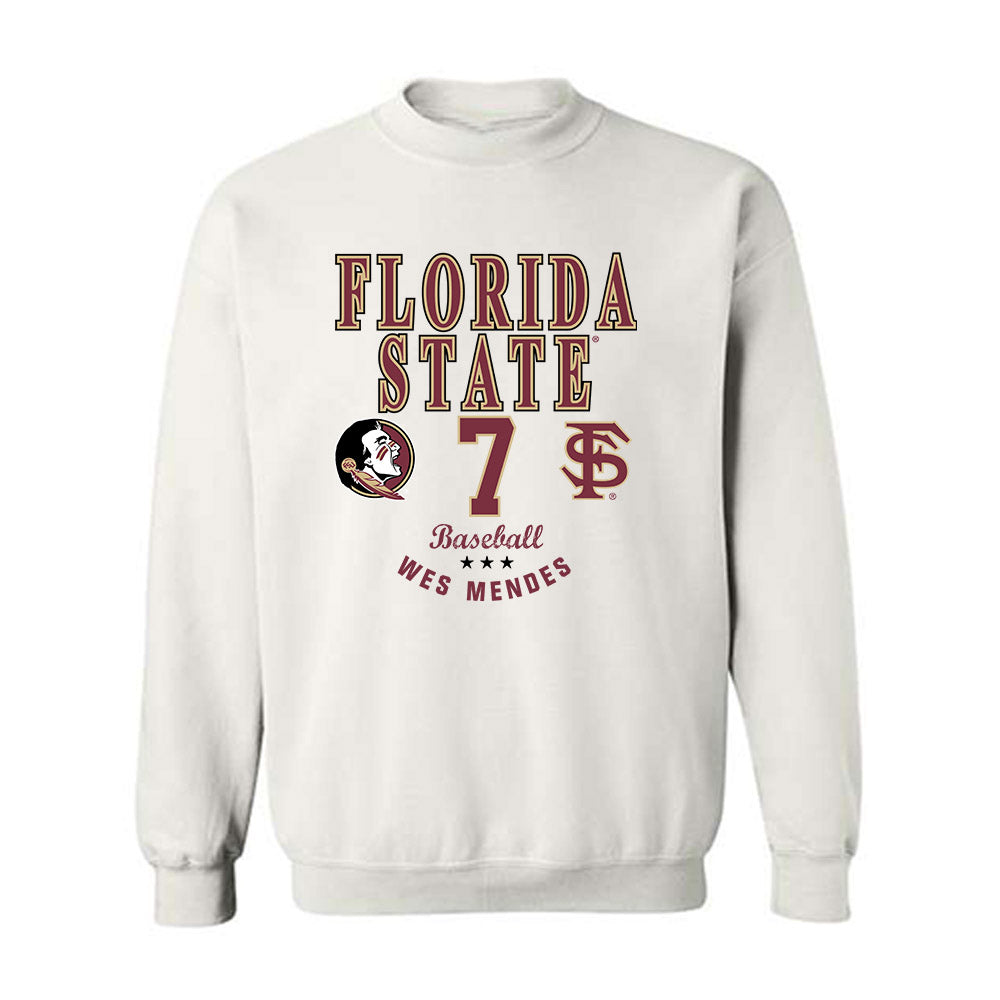 FSU - NCAA Baseball : Wes Mendes - Classic Fashion Shersey Crewneck Sweatshirt-0