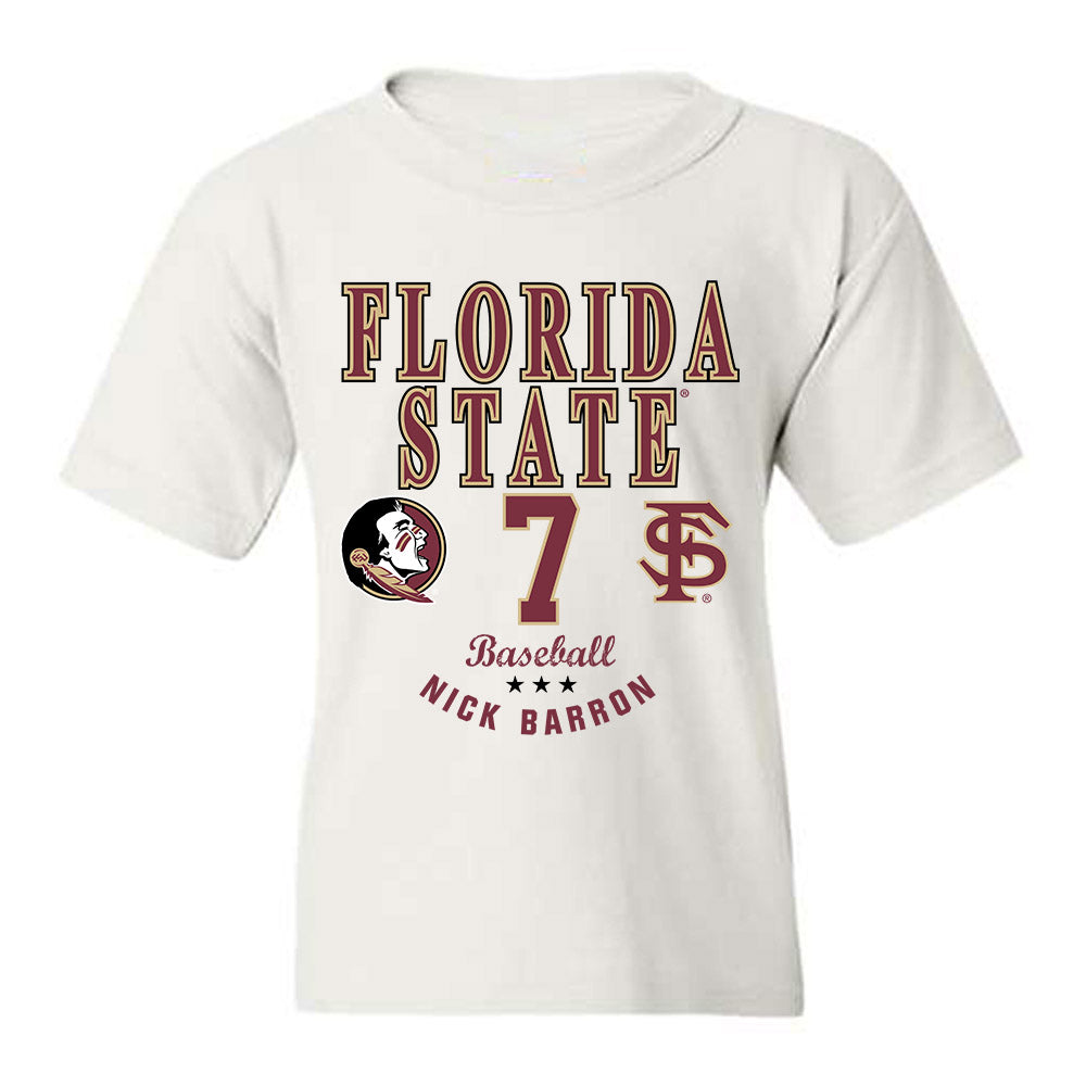 FSU - NCAA Baseball : Nick Barron - Classic Fashion Shersey Youth T-Shirt-0