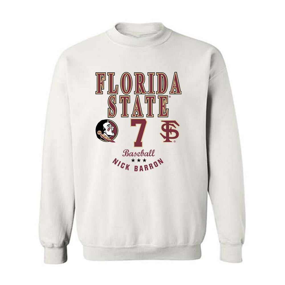 FSU - NCAA Baseball : Nick Barron - Classic Fashion Shersey Crewneck Sweatshirt-0