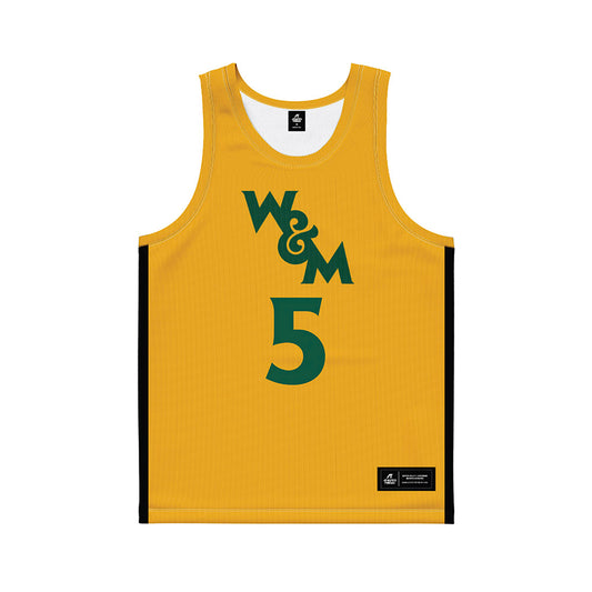 William & Mary - NCAA Men's Basketball : Ethan Connery - Gold Basketball Jersey-0
