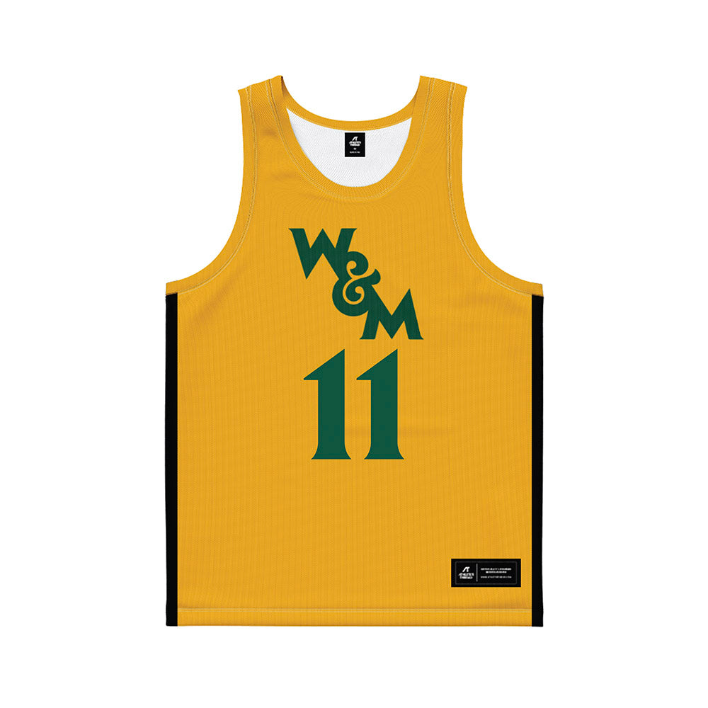 William & Mary - NCAA Men's Basketball : Kyle Pulliam - Gold Basketball Jersey-0