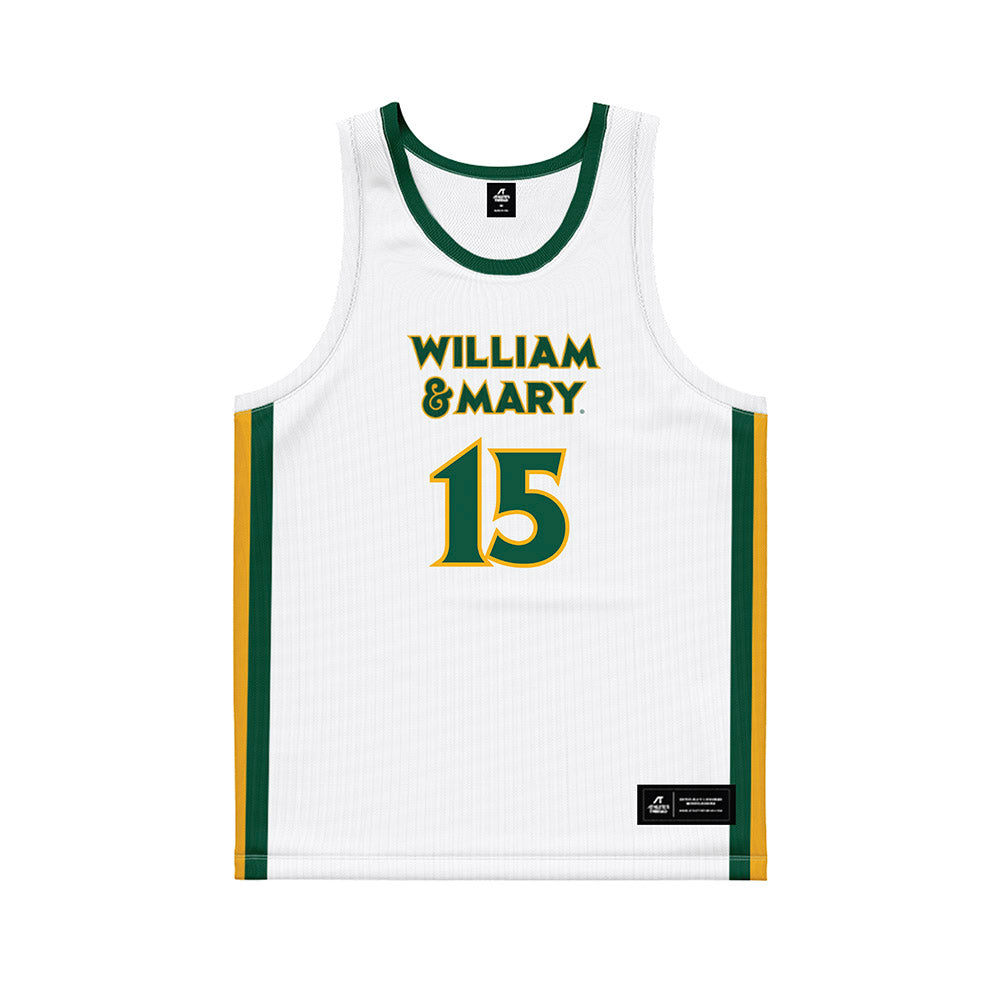 William & Mary - NCAA Women's Basketball : Amelia Basit - White Basketball Jersey-0