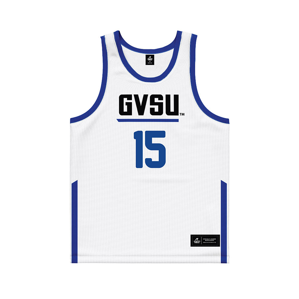 Grand Valley - NCAA Men's Basketball : Shamus Thompson - White Basketball Jersey-0