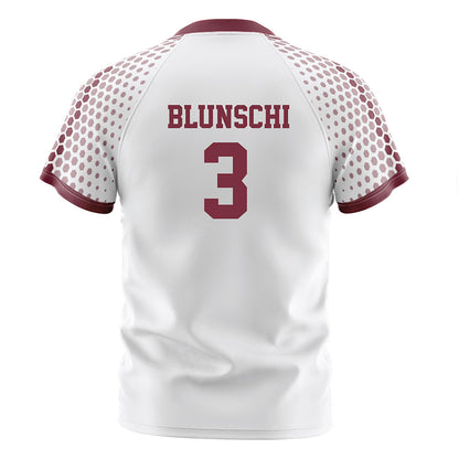 UMass - NCAA Men's Soccer : Jordan Blunschi - White Soccer Jersey-1