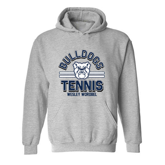 Butler - NCAA Men's Tennis : Wesley Worobel - Classic Fashion Shersey Hooded Sweatshirt-0