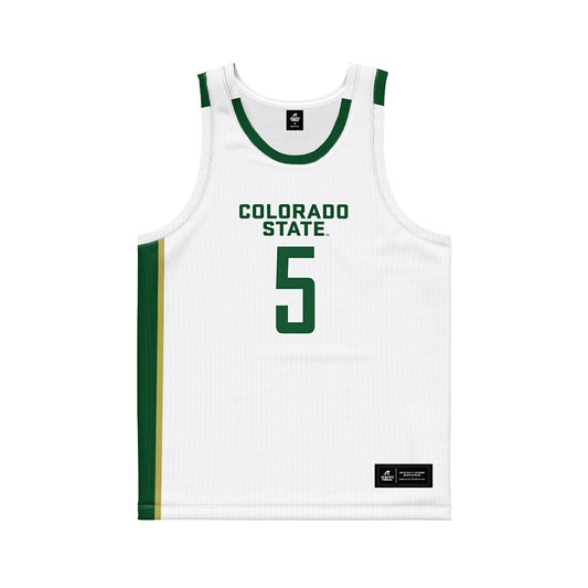 Colorado State - NCAA Men's Basketball : Jonathan Mekonnen - White Basketball Jersey-0