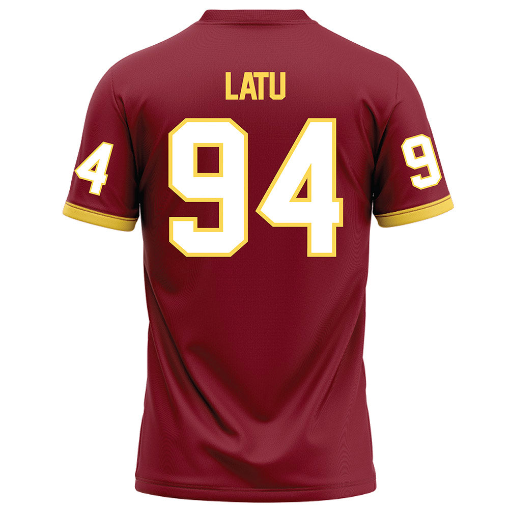 NSU - NCAA Football : Tau Latu - Maroon Football Jersey-1