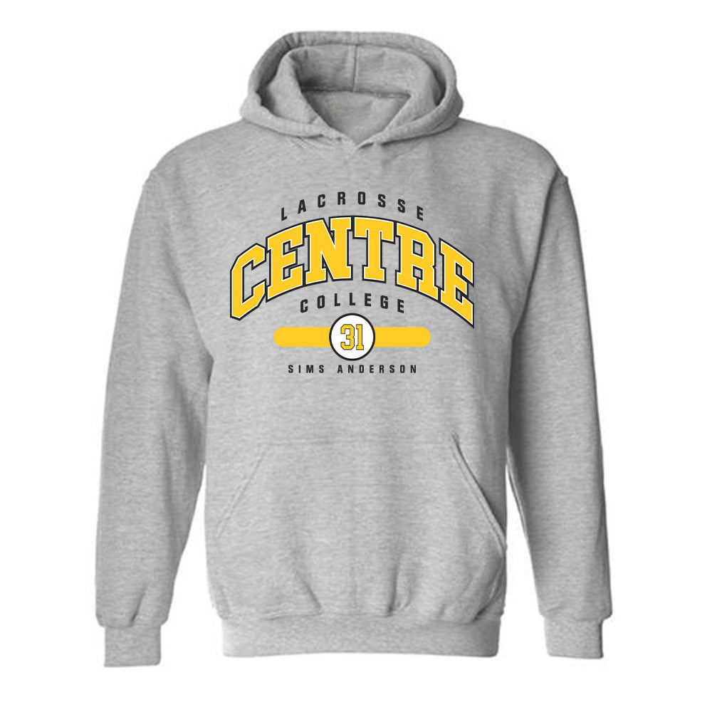 Centre College - NCAA Men's Lacrosse : Sims Anderson - Classic Fashion Shersey Hooded Sweatshirt-0