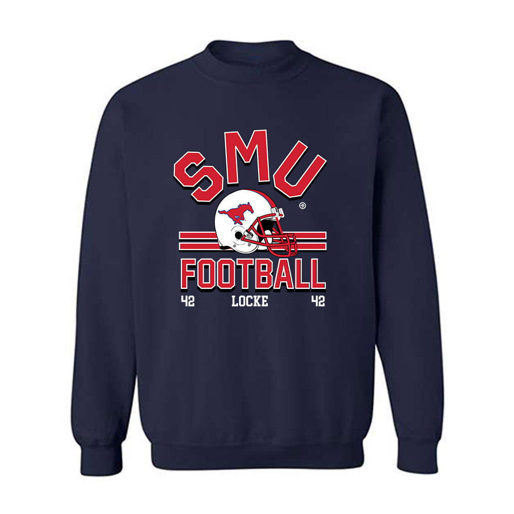SMU - NCAA Football : Will Locke - Classic Fashion Shersey Crewneck Sweatshirt-0