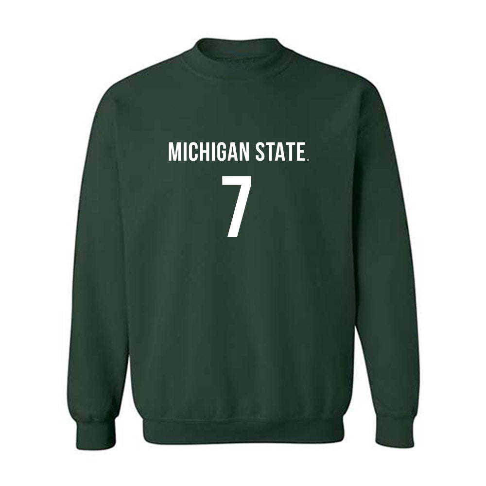 Michigan State - NCAA Women's Volleyball : Malayah Long - Replica Shersey Crewneck Sweatshirt-0