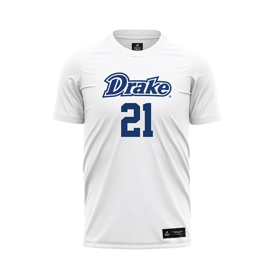 Drake - NCAA Women's Soccer : Ava Hall - White Soccer Jersey-0