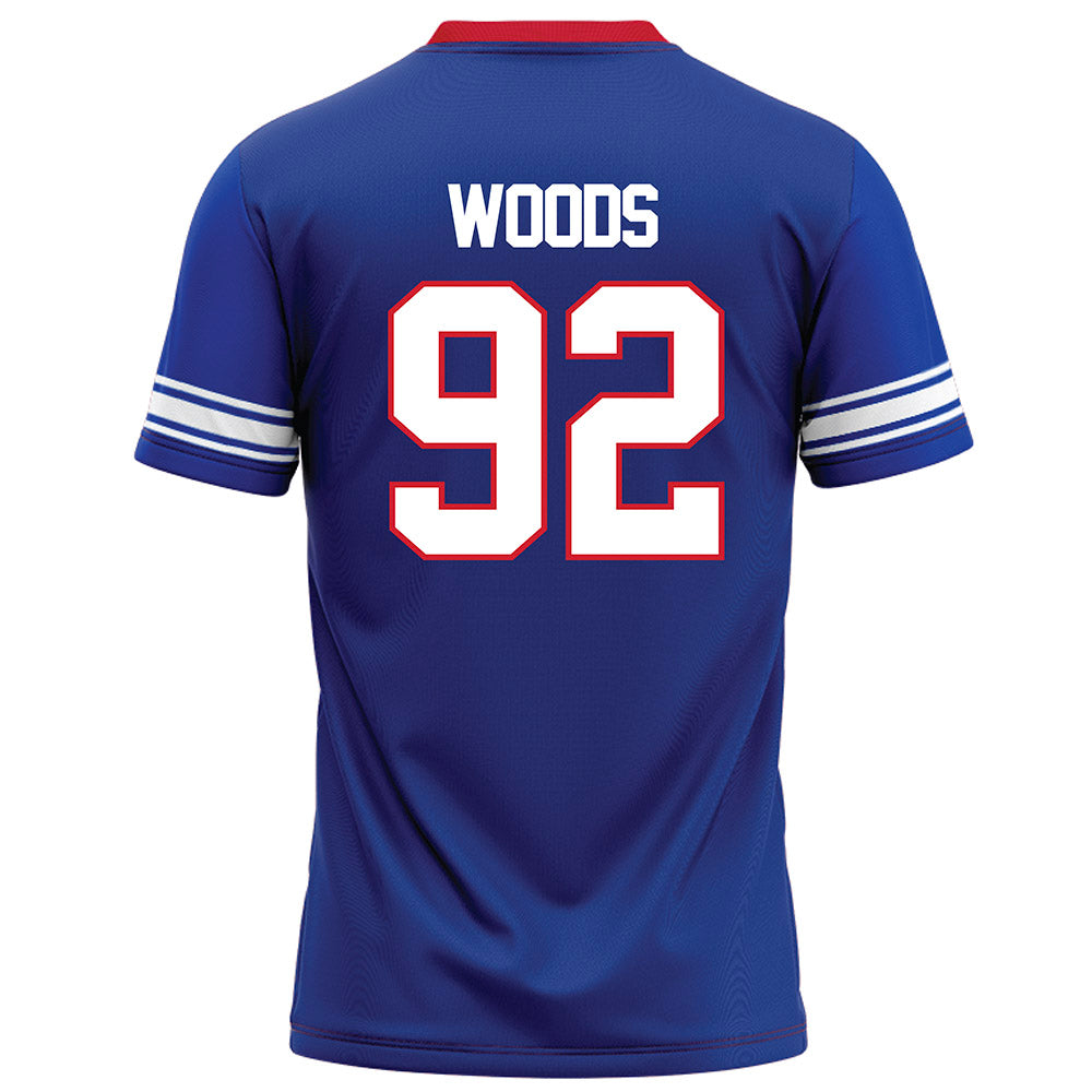 SMU - NCAA Football : Hudson Woods - Blue Football Jersey-1