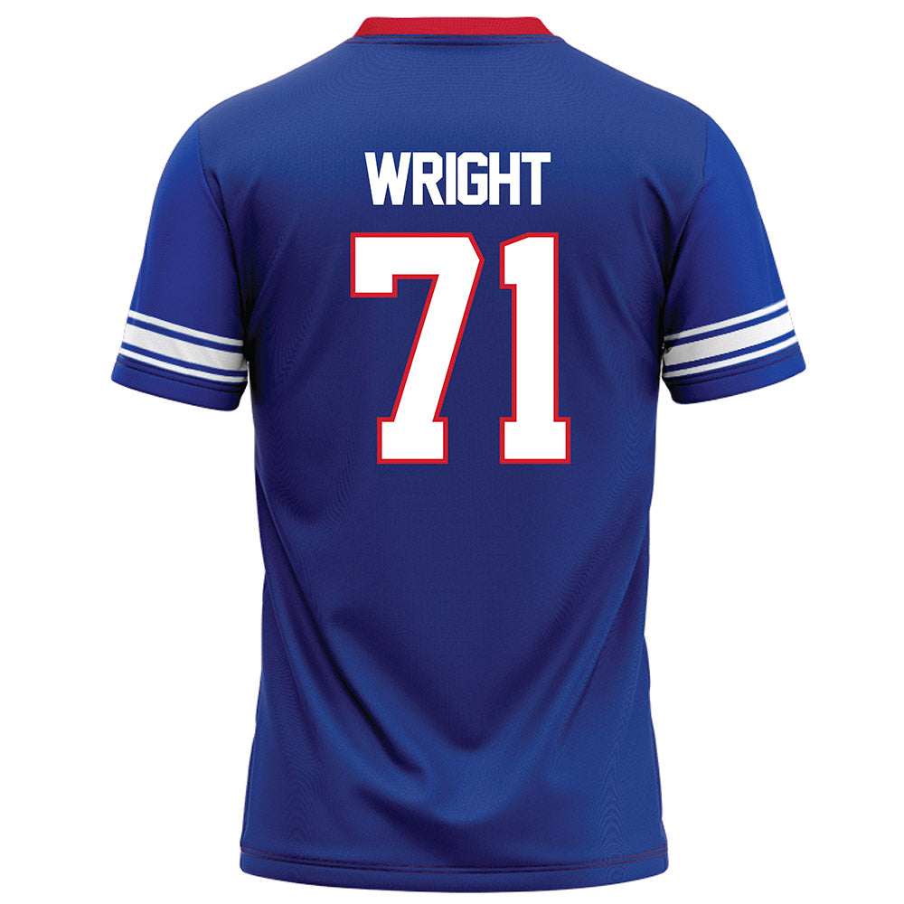 SMU - NCAA Football : Max Wright - Blue Football Jersey-1