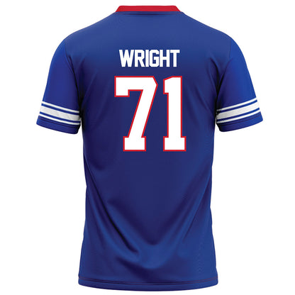 SMU - NCAA Football : Max Wright - Blue Football Jersey-1
