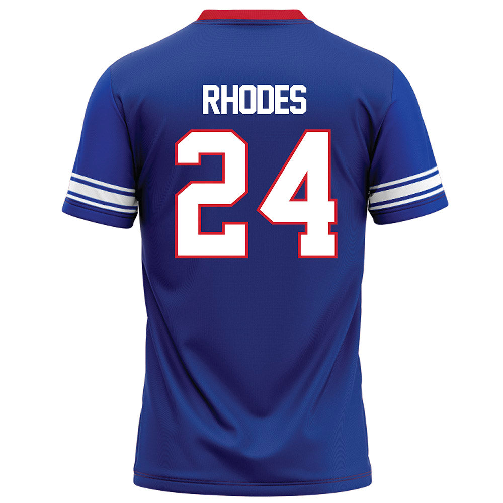 SMU - NCAA Football : Link Rhodes - Blue Football Jersey-1