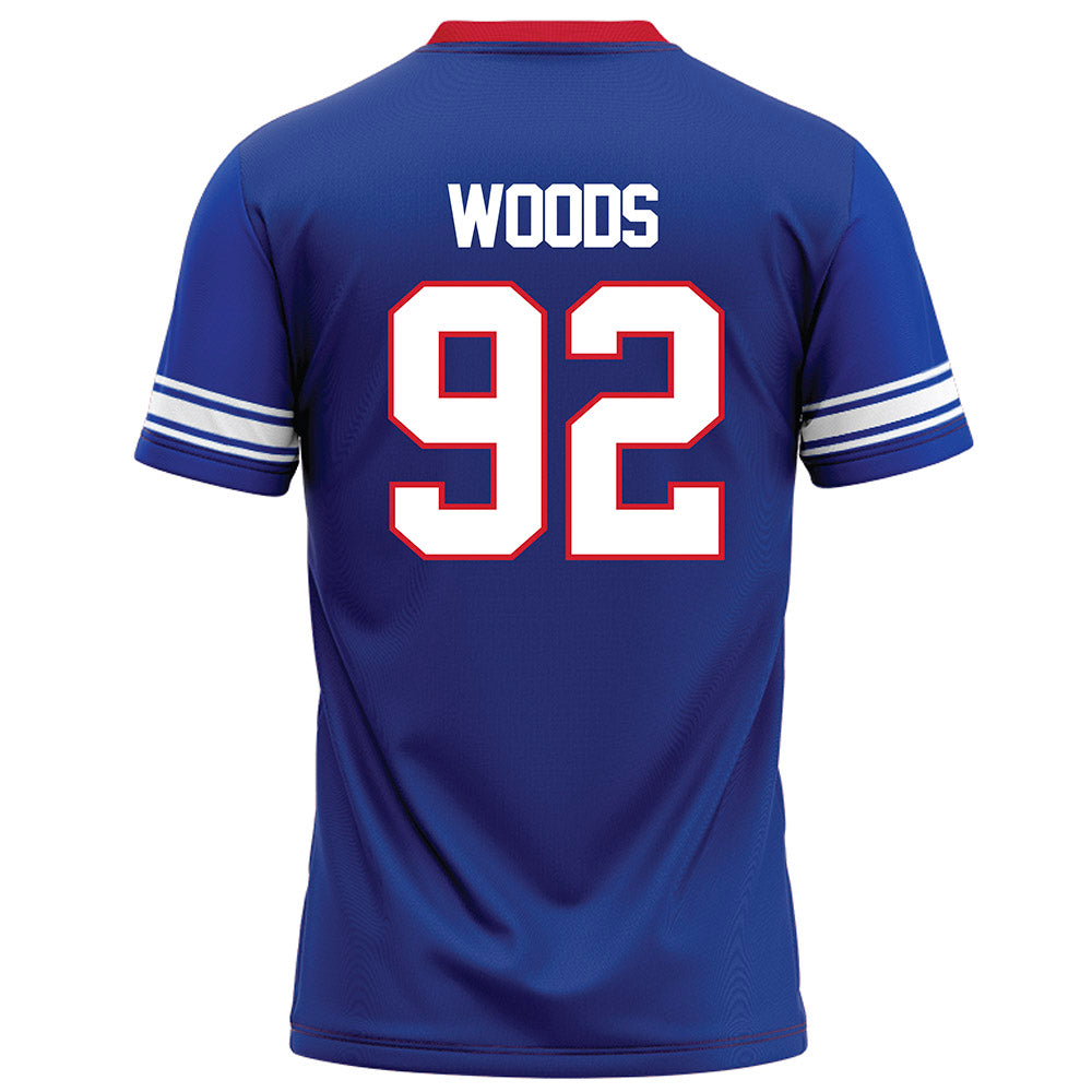 SMU - NCAA Football : Hudson Woods - Blue Football Jersey-1