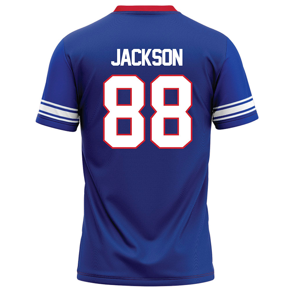 SMU - NCAA Football : Trey Jackson - Blue Football Jersey-1